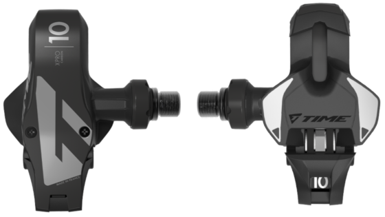 Racing bike pedals made of carbon with steel hollow axle of the French company Time. Model Xpresso 10, color: black