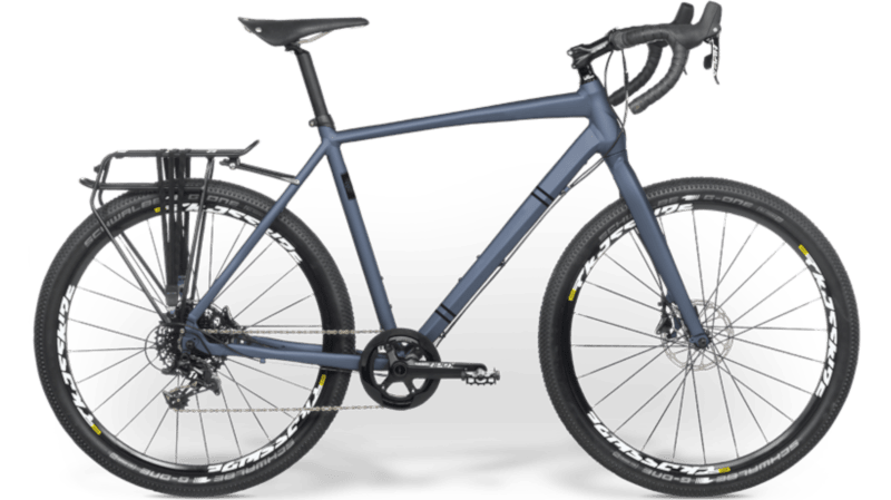 Vélo de gravier (roue transversale avec plus de dégagement des pneus et frein à disque) Cadre en aluminium, couleur bleue matte